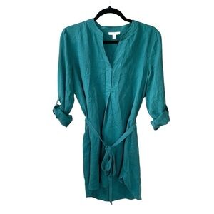 CAMBER & GRACE Green Belted Tunic Dress 
Roll Sleeves M
